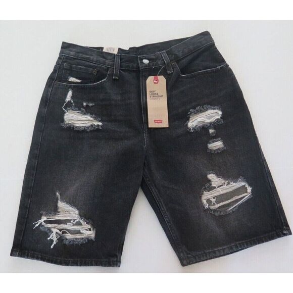 Levi's 569 Men's Sz 31 Black Loose Straight Denim Shorts - Picture 1 of 5